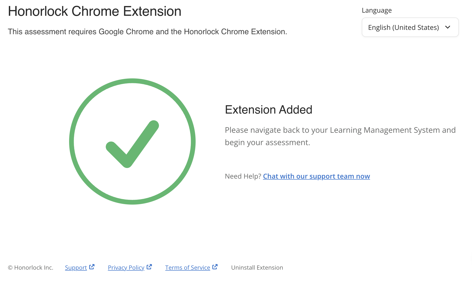 Extension confirmation